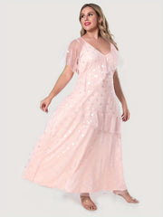 Women's Dot Contrast Mesh Layered Party Dress