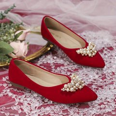 Pearl & Rhinestone Pointed Toe Flats