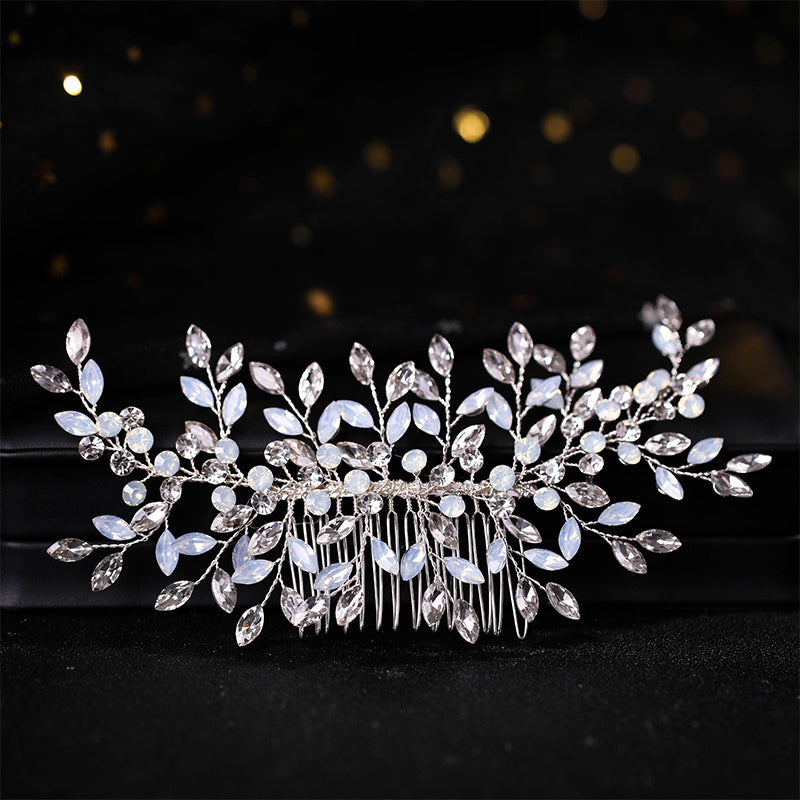Silvery Faux Pearl Crystal Wedding Hair Comb Bridal Headpiece