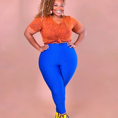 High Rise Waffle Pattern Skinny Pants