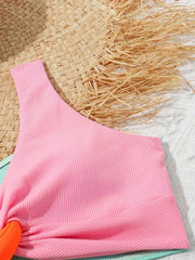 Girls Colorblock Bikini Swimsuit with Bra Pads for Beach Vacation