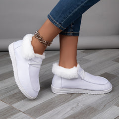 Women's Faux Fur Low Canvas Shoes Winter Flats