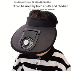 USB Charging Sun Hat With Fan For Outdoor Travel