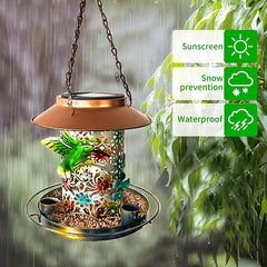 Solar Bird Feeder Outdoor Metal Waterproof Wild Bird Feeders Cardinals Lantern