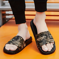 Men's Camo Outdoor Slides, Summer Casual Walking Slippers