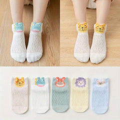 10 Pairs Girls Kids Mesh Comfy Socks Cartoon Animal Pattern Children's Sock