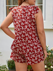 Floral Print Top & Shorts Set Women's Boho Outfit