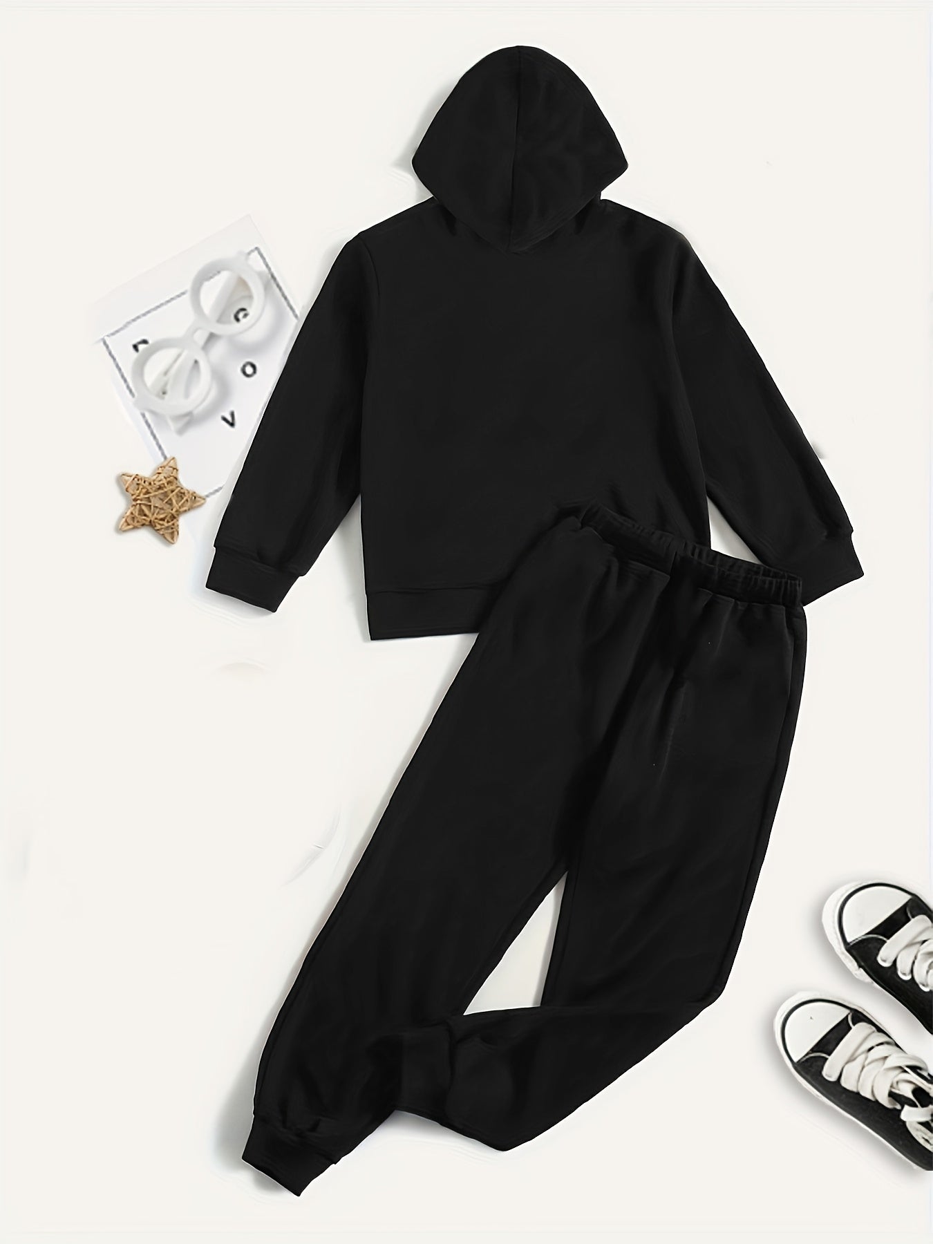 Boy's Hoodie & Sweatpants Set KING Print Top Casual Outfits Kids Clothes