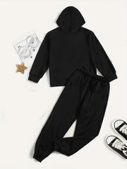 Boy's Hoodie & Sweatpants Set KING Print Top Casual Outfits Kids Clothes