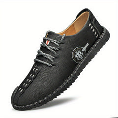 CLOHOO Leather Loafer Shoes Comfortable Lace Up Shoes