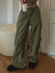 Cargo Pants Drawstring Sporty Loose Fit Activewear