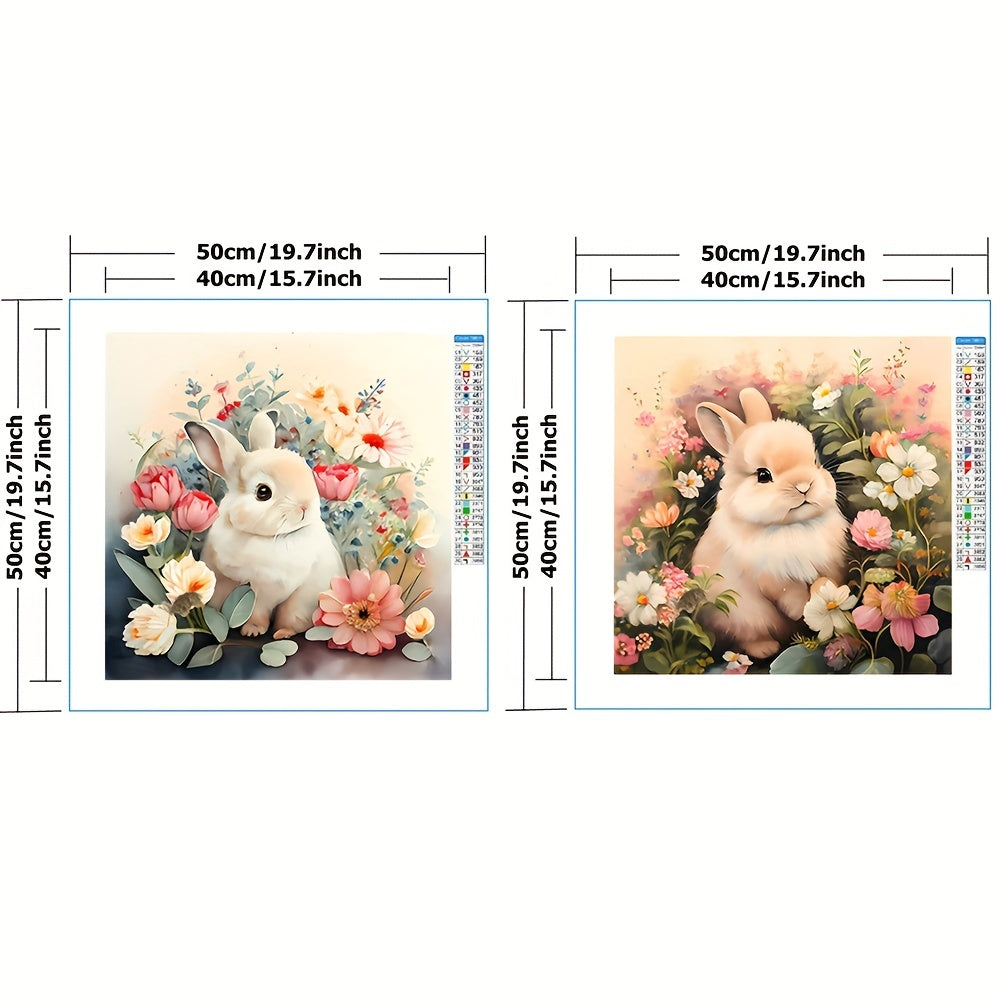 Needlework DIY Cross Stitch Kit Rabbit Among Flowers 11CT Printed On Canvas