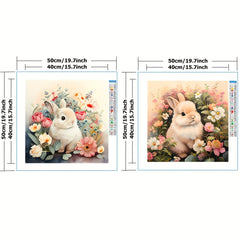 Needlework DIY Cross Stitch Kit Rabbit Among Flowers 11CT Printed On Canvas