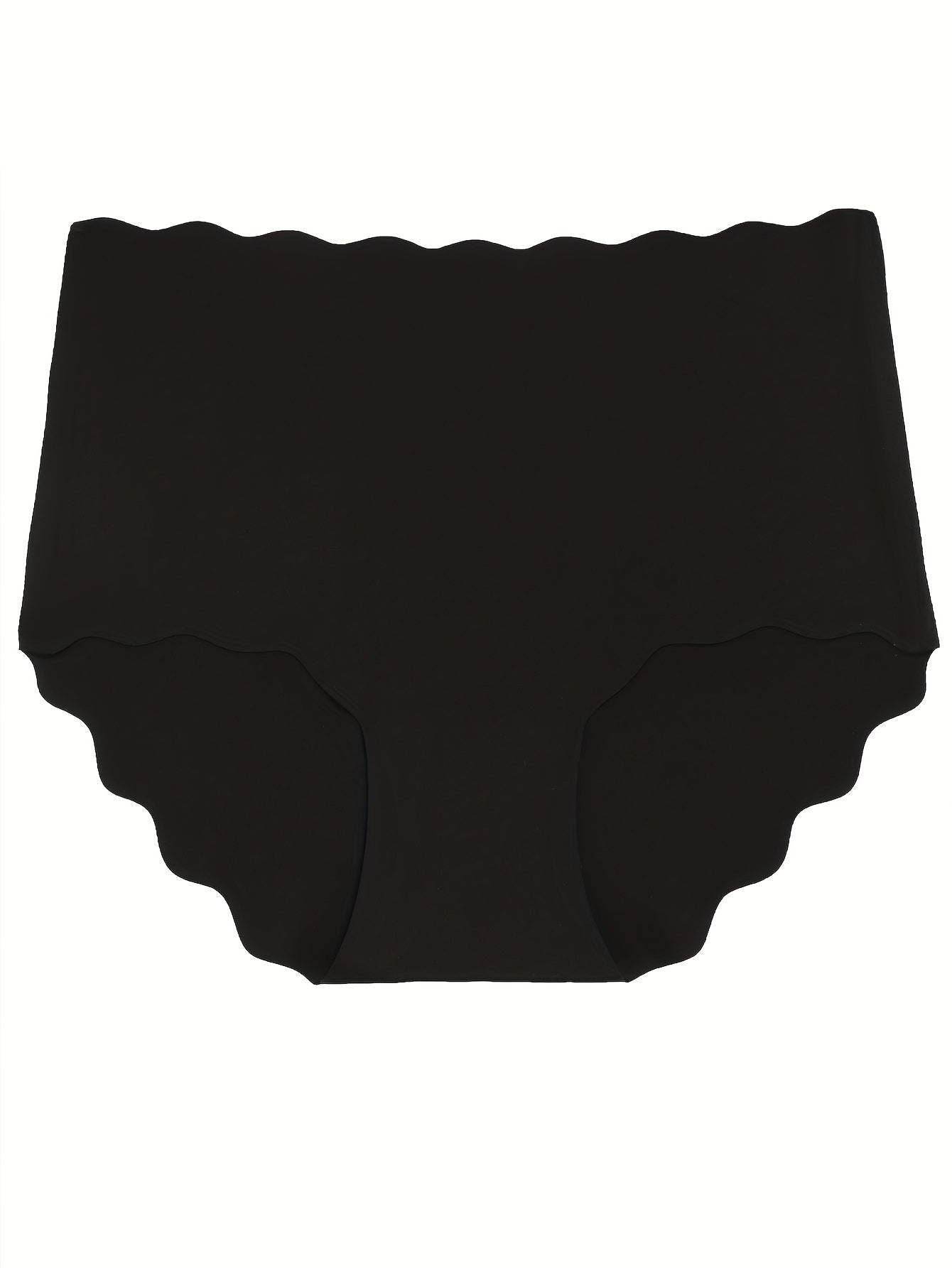 Seamless Solid Briefs Scallop Trim Panties