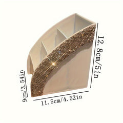 Light Desktop Storage Box with Artificial Diamond for Office and Makeup