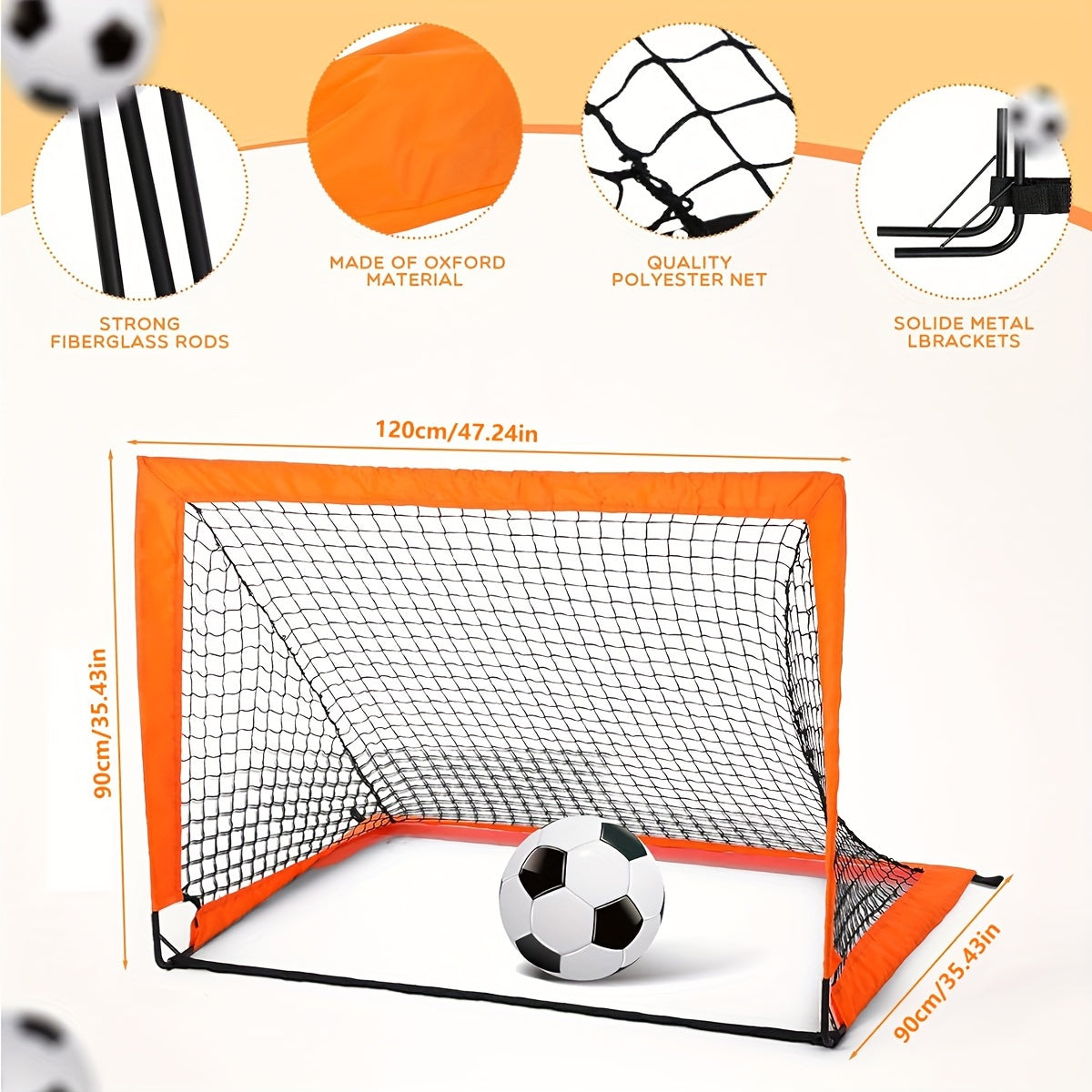 Portable Football Goal Net Foldable Mobile Football Shooting Trainer