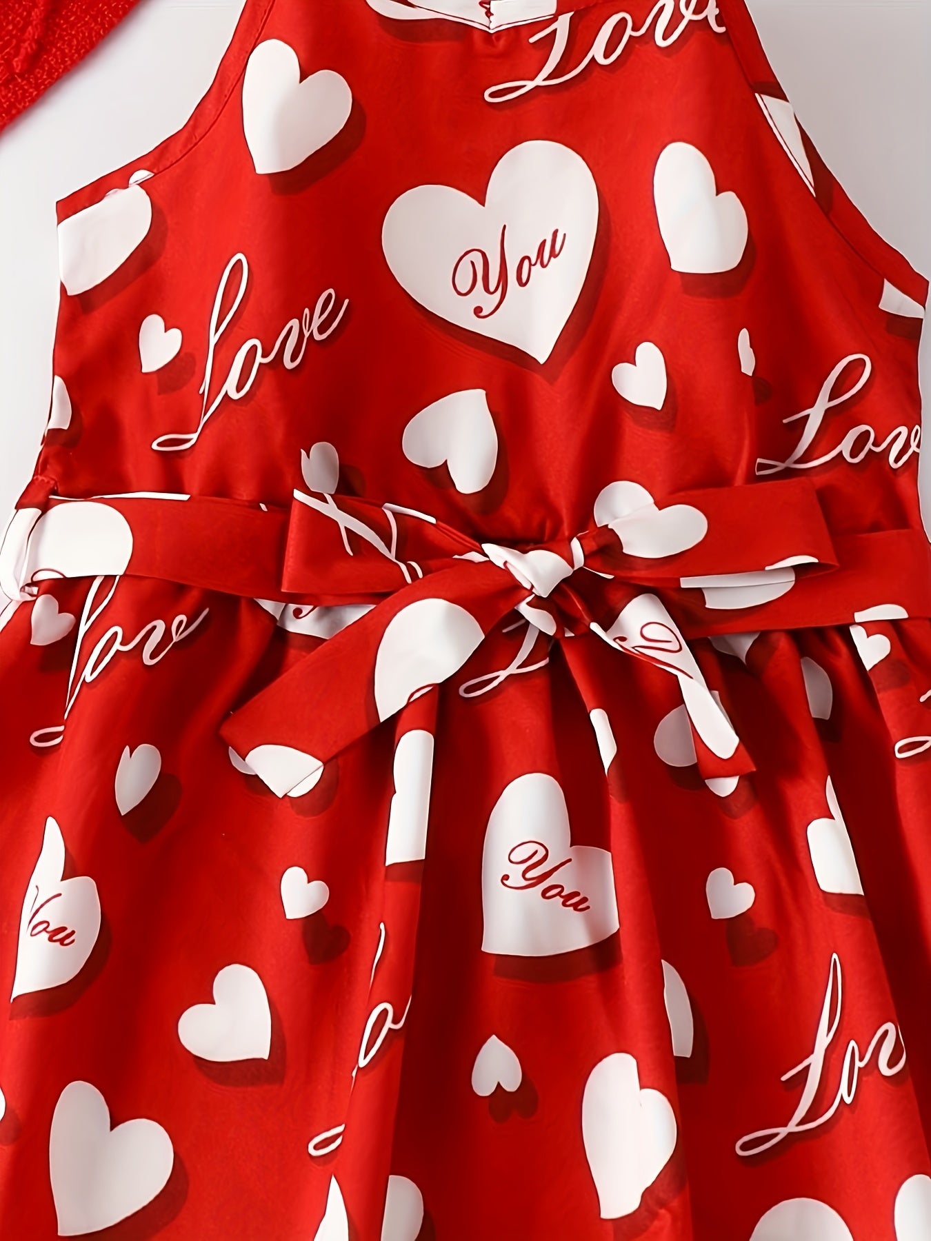Toddler Girls Heart Graphic Belted Cami Princess Dress