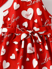 Toddler Girls Heart Graphic Belted Cami Princess Dress