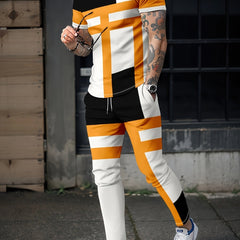Men's Printed T-Shirt Joggers Set For Fitness