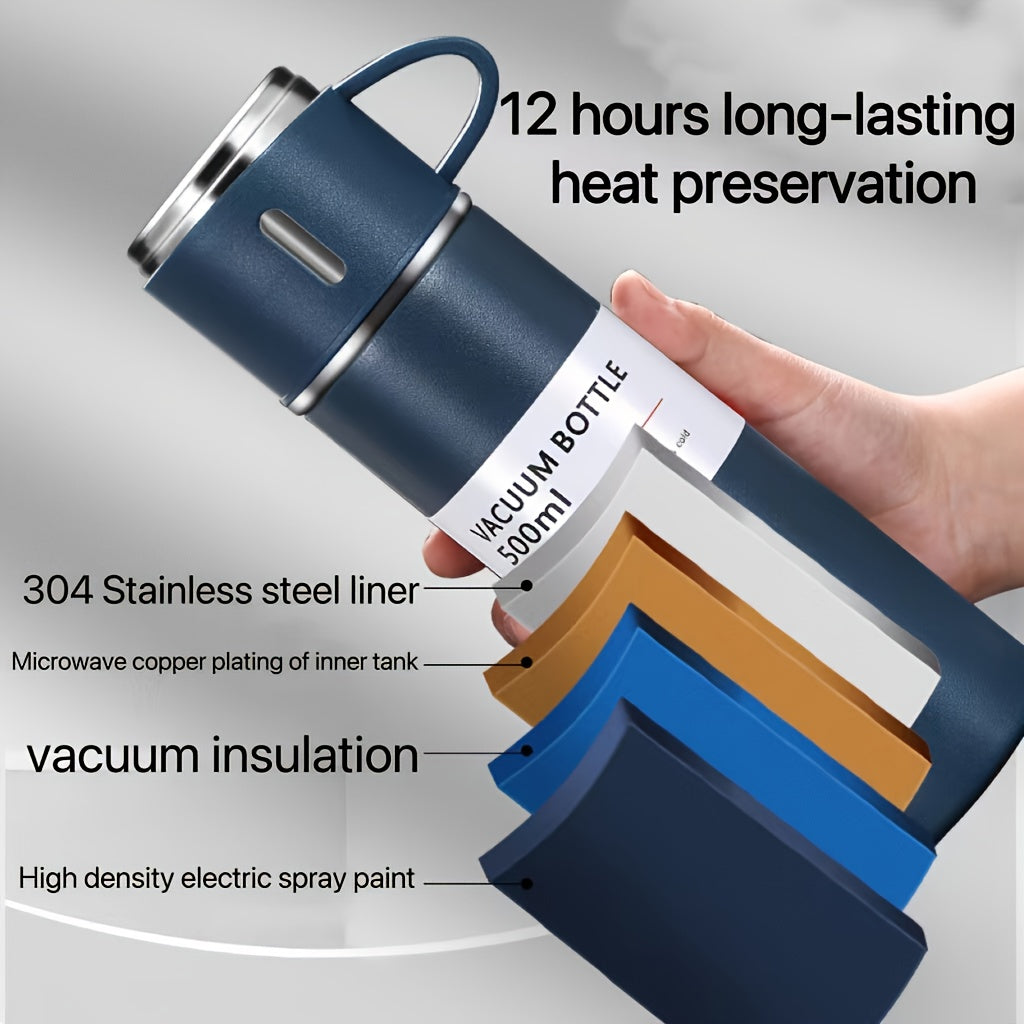 500ml Double Layer Stainless Steel Vacuum Flask Coffee Tumbler Travel Mug Grey