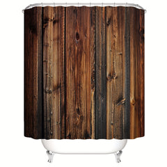 Vintage Brown Barn Door Wood Shower Curtain Set