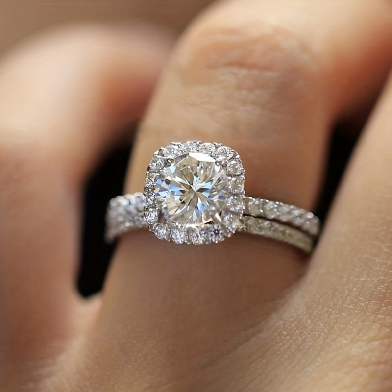 2pcs Rhinestone Decor Ring Set Girls Size 5 11