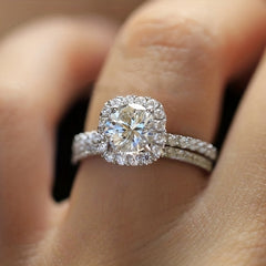2pcs Rhinestone Decor Ring Set Girls Size 5 11