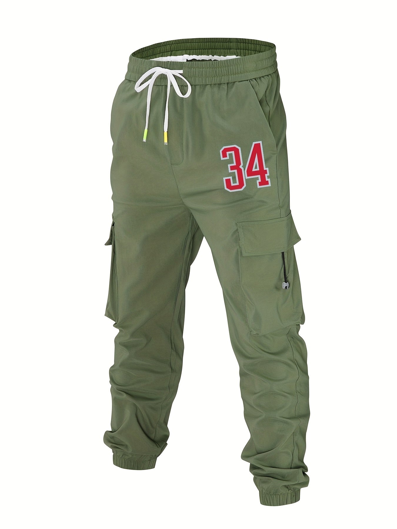 Men's Casual Cargo Pants with Drawstring Pockets