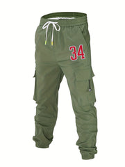 Men's Casual Cargo Pants with Drawstring Pockets