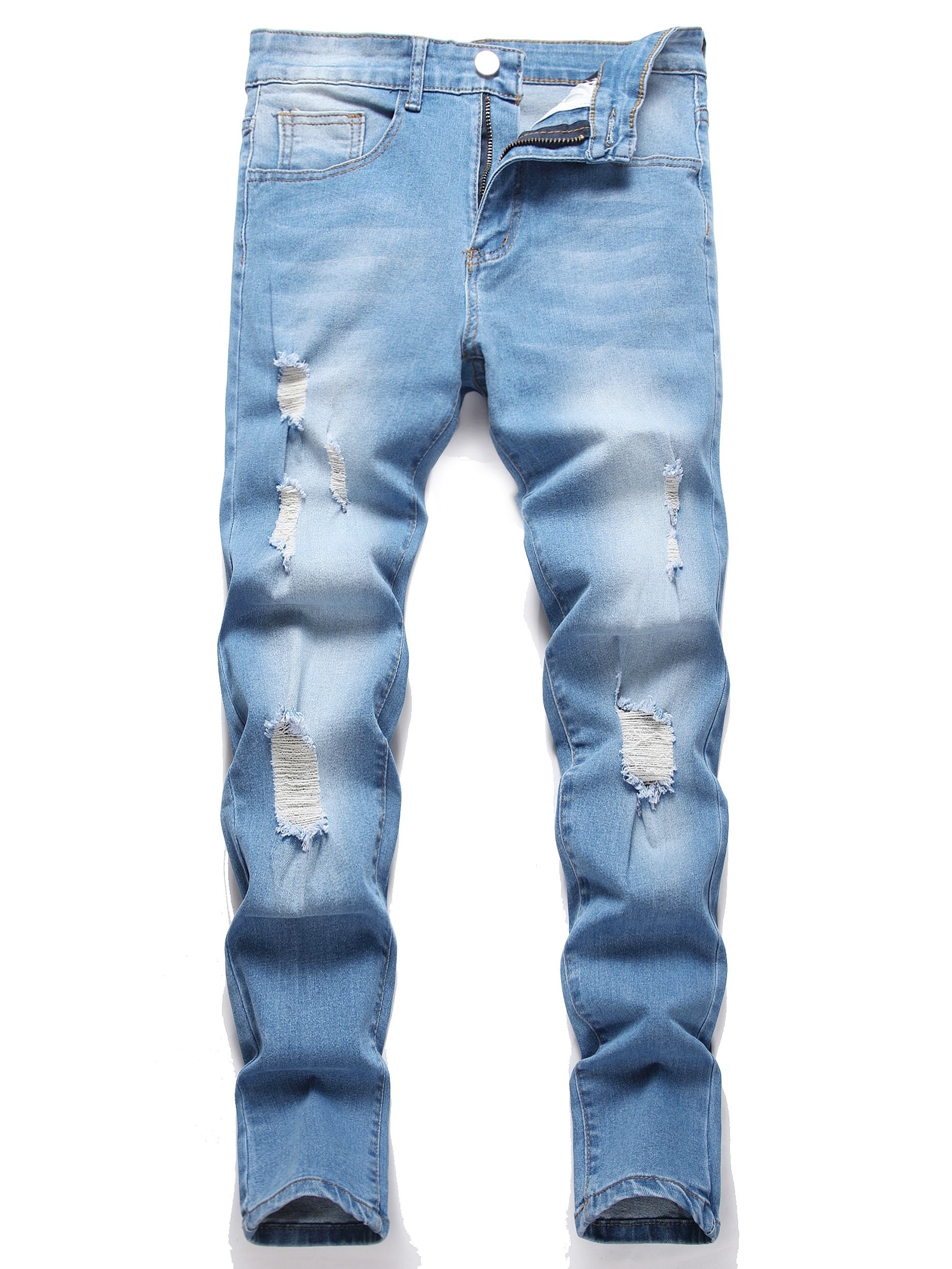 Slim Fit Cat Catch Jeans Casual Distressed Denim Pants
