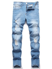 Slim Fit Cat Catch Jeans Casual Distressed Denim Pants