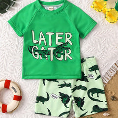 Boys Little Gator Cartoon Crocodile Swimming Suit