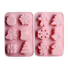 Cartoon Silicone Santa Claus Snowflake Cake Molds for Christmas Party Baking