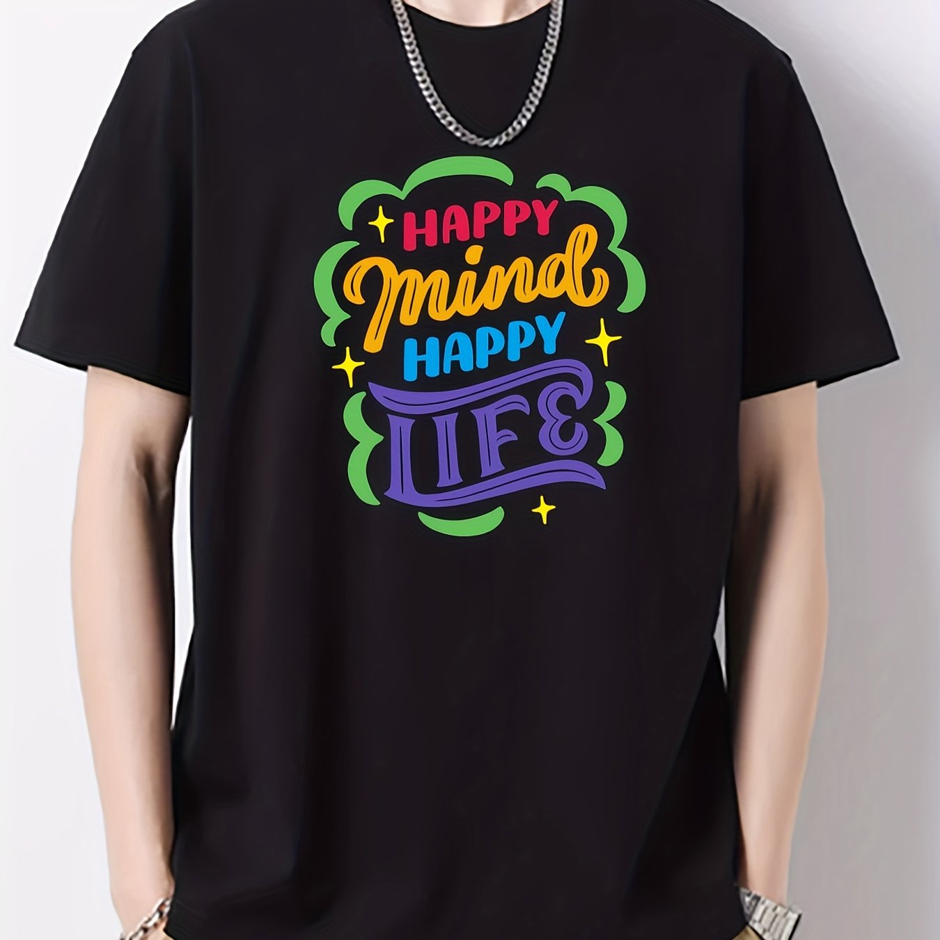 Men's Cotton Graphic Crew Neck Active T-shirt for Summer