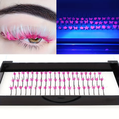 UV Fluorescent Pink Sequin False Eyelashes Masquerade Party Makeup