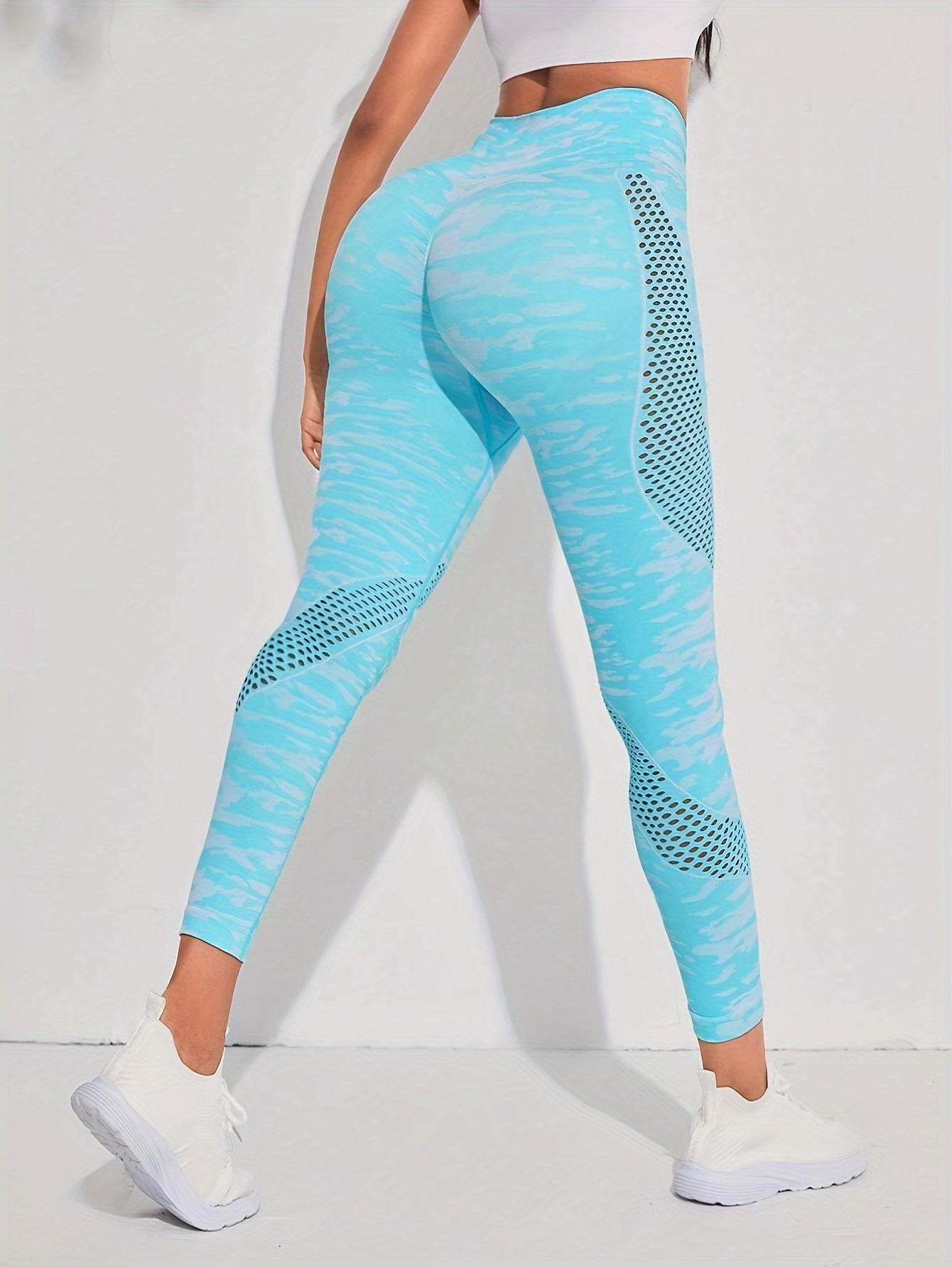Camo Mesh High Waist Yoga Pants Seamless Leggings for Women