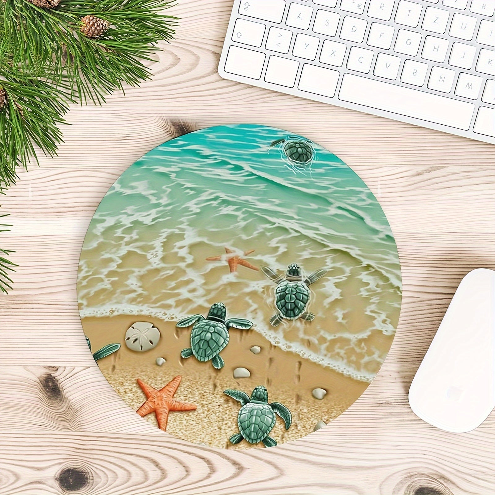 Turtle Starfish Round Mouse Pad Non Slip Rubber Base