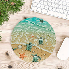 Turtle Starfish Round Mouse Pad Non Slip Rubber Base