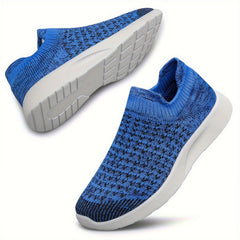 Boy's Woven Knit Slip On Sock Shoes Breathable Comfy Non Slip Casual Sneakers