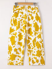 Girls' Cow Print Wide Leg Jeans For Kids