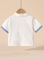 Kids Casual Lapel Shirt with Crown Embroidery for Summer