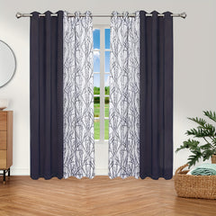 Branch Printed Sheer & Blackout Curtains - Grommet Top Window Drapes