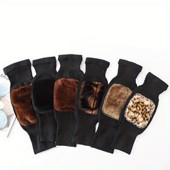 2pcs Winter Warm Knee Pads Double Thick Wool Protection Fleece Wind Cold Gear