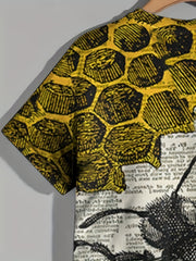 Men's Bee & Honeycomb Graphic T shirt - Outdoor Comfort