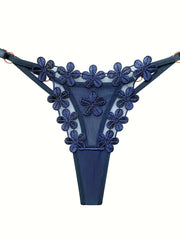 Floral Embroidery Thongs Mesh Intimates Panties Women's Lingerie