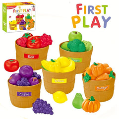 Farmer's Market Sorting Set Toy for Toddlers Pretend Play Food Set