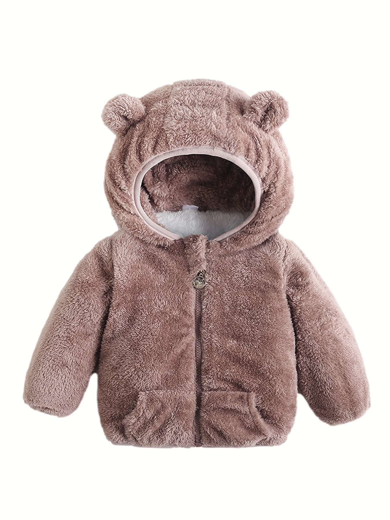 Infant Double Layer Fleece Hooded Jacket Zipper Coat