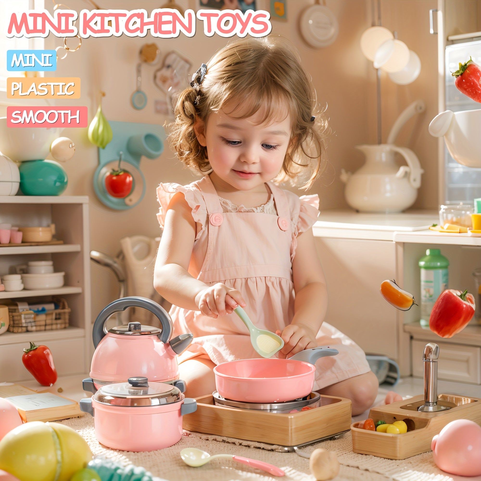 12pcs Pretend Kitchen Cooking Set for Girls | Realistic Toys with Kettle, Pan