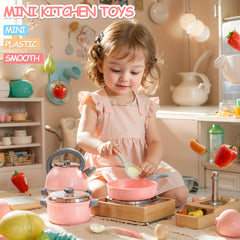 12pcs Pretend Kitchen Cooking Set for Girls | Realistic Toys with Kettle, Pan