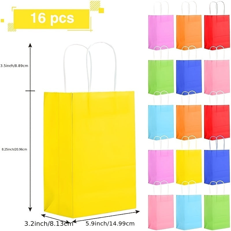 16pcs Colorful Gift Tote Bags for Various Occasions